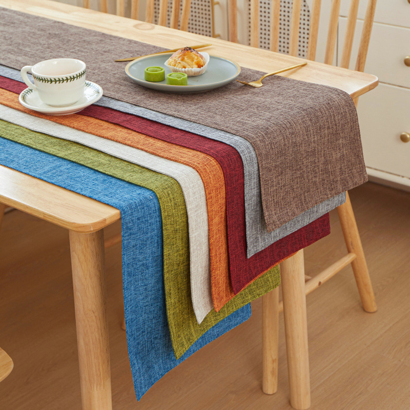Linen Table Runner - 새로운 두꺼운 리넨 솔리드 컬러 라이트