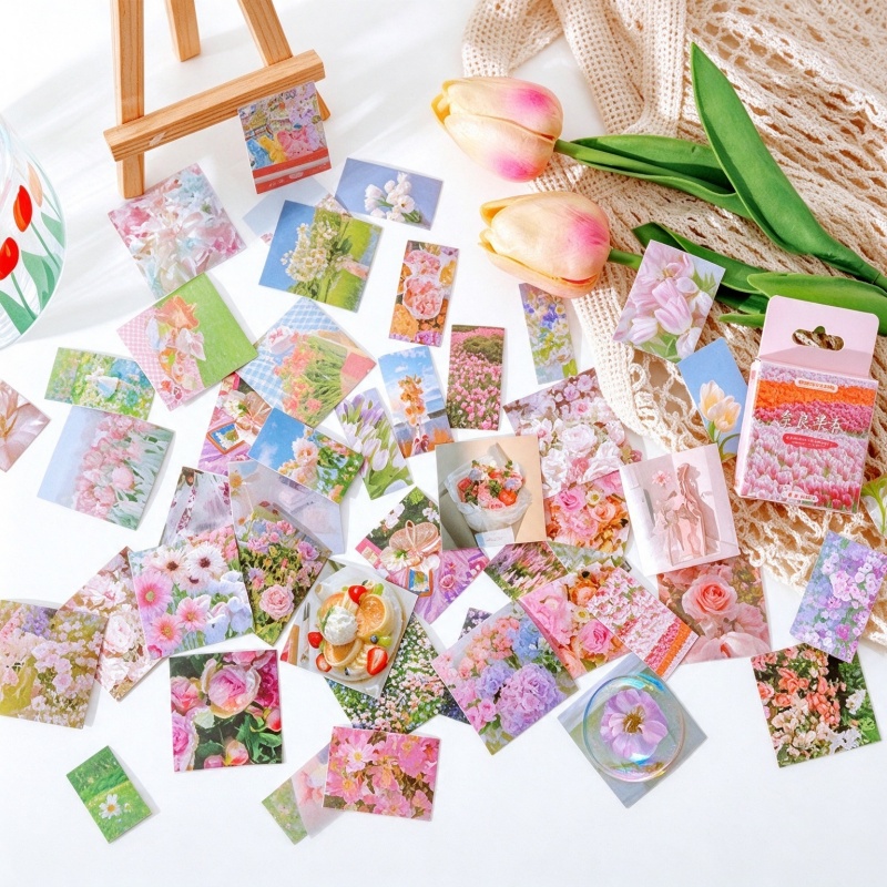 Home Decor Magazine - 45개입 봄꽃 스티커, DIY 매거진 콜라주,