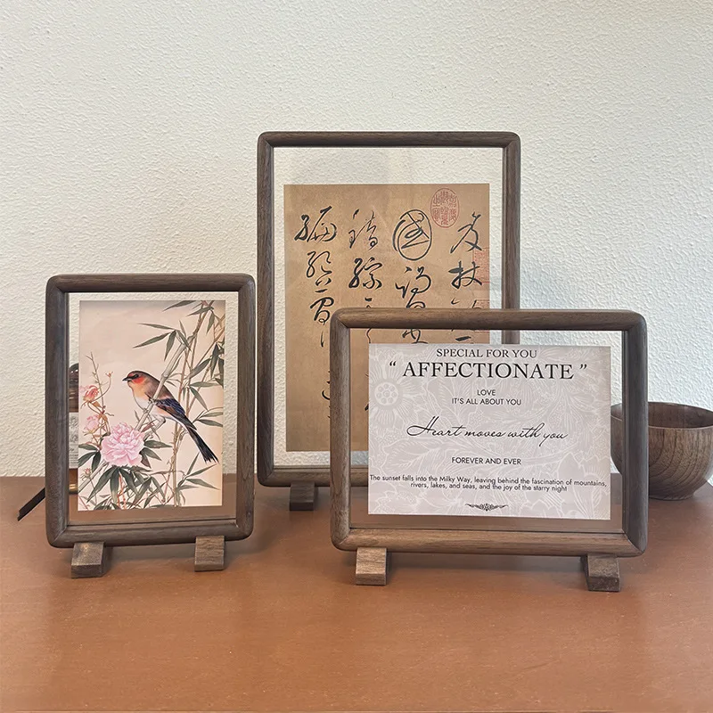 Bamboo Photo Frame - 고급스러운 검은색 호두나무 소재의 양면 자석식