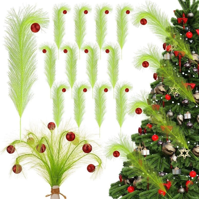 크리스마스 트위스티드 그린 브랜치 엘프 장식, 그린치  - Pampas Grass Decor 리뷰 및 가격