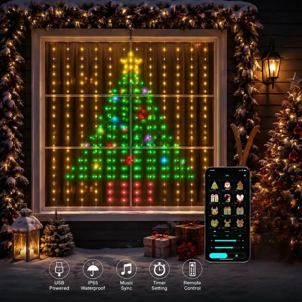 크리스마스 조명 스트링 LED 커튼 조명 색상 변경 가 - Home Decor Free App 리뷰 및 가격