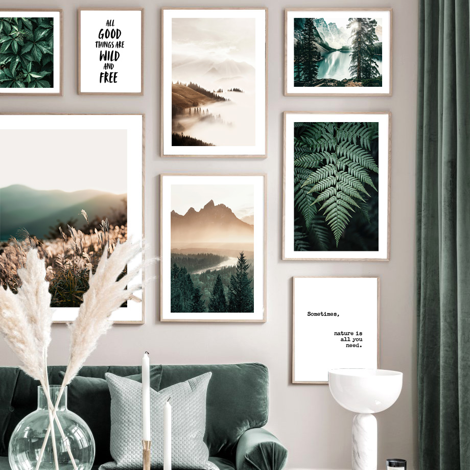 중성적인 자연 캔버스 벽 예술 프린트 그린 포레스트 마 - Pampas Grass Decor 리뷰 및 가격