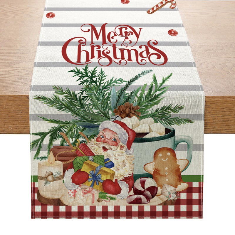 크리에이티브 프린트 린넨 디너 테이블 매트, 크리스마스 - Linen Table Runner 리뷰 및 가격