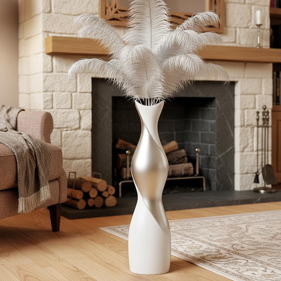 모던 거실 침실 현관용 무광 화이트 실버 레진 24인치 - Pampas Grass Decor 리뷰 및 가격