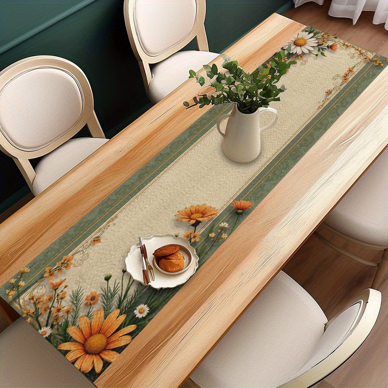 데이지 해바라기 테이블 러너 1개, 단면 2D 프린트  - Linen Table Runner 리뷰 및 가격
