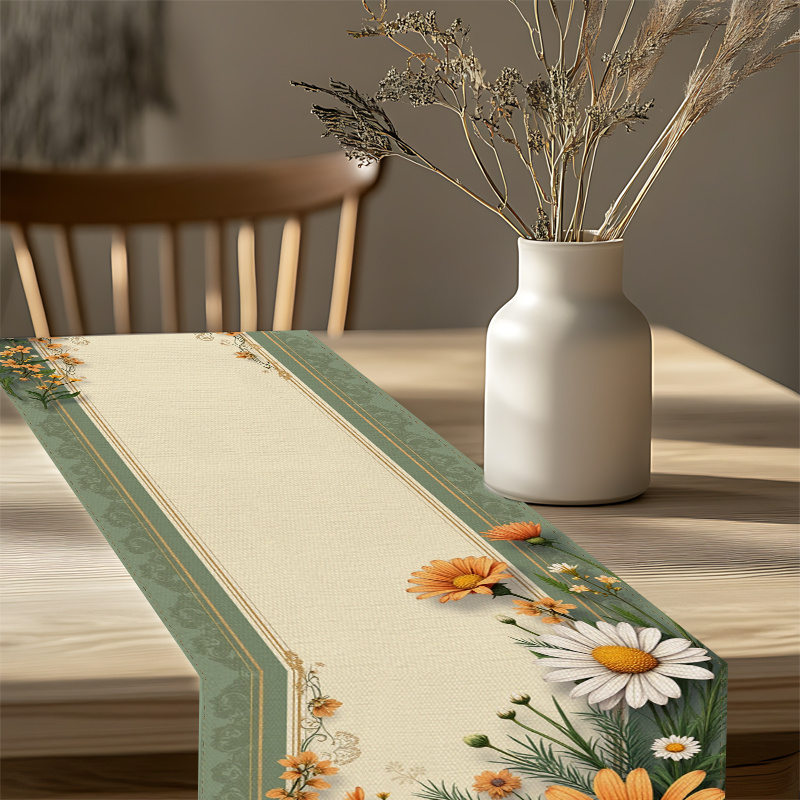 데이지 해바라기 테이블 러너 1개, 단면 2D 프린트  - Linen Table Runner 리뷰 및 가격