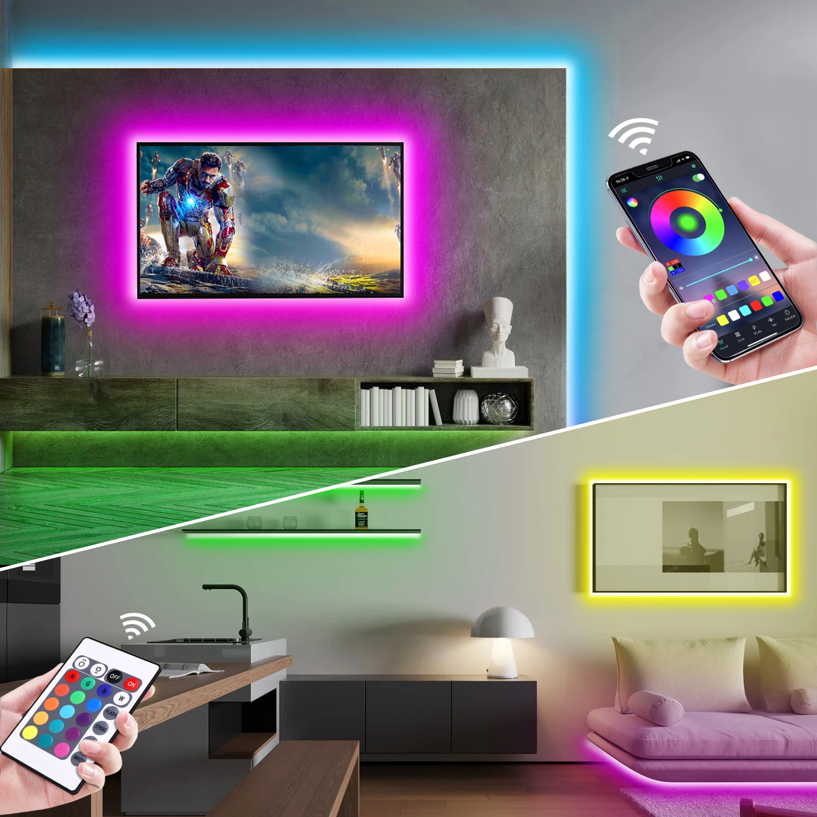 1-5m RGB LED 네온 스트립 라이트 5V USB - Home Decor Free App 리뷰 및 가격